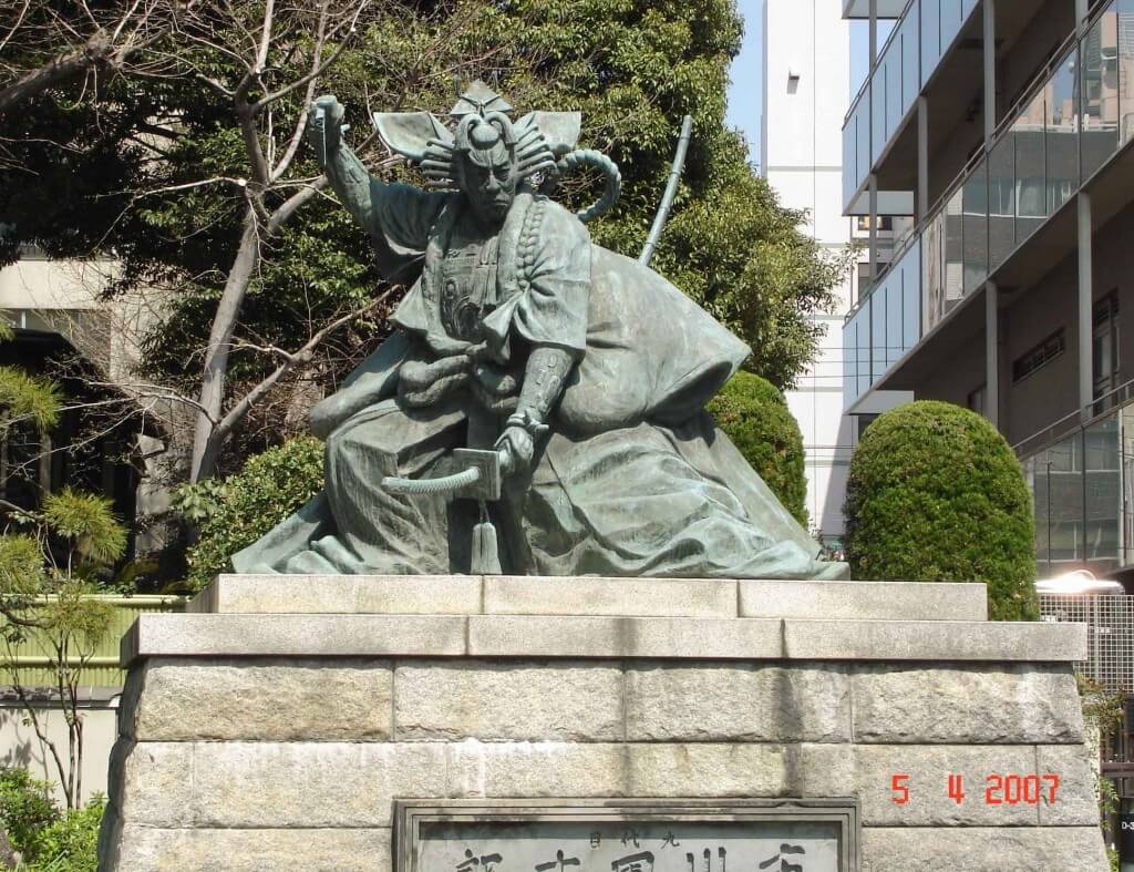 Bronze Statue famous Kabuki Actor in Asakusa Kannon temple grounds
