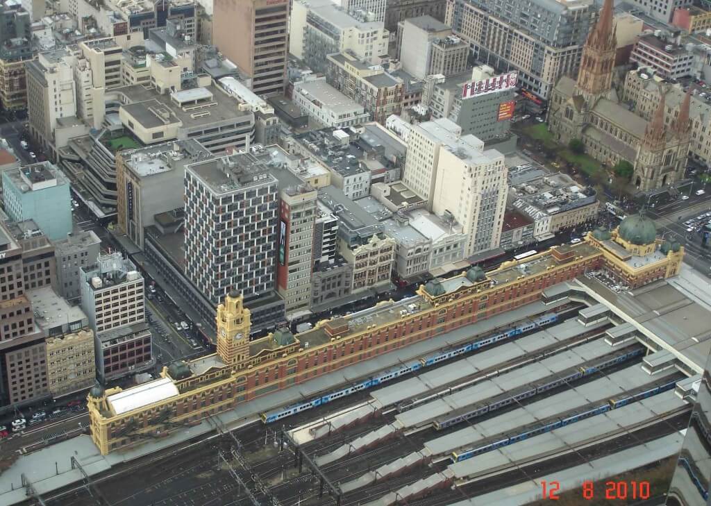View of Flinders Street Station from Eureka Tower Skydeck 88