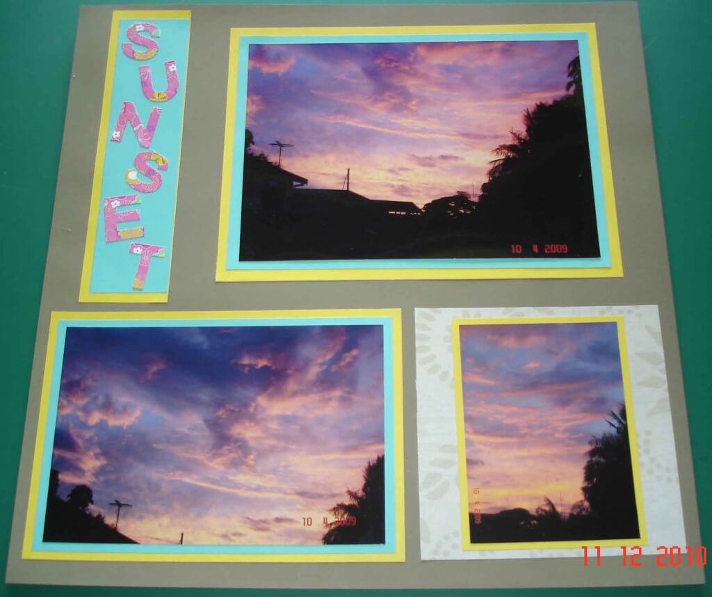 Sunset--'the skies the limit'. Scrapbooking Tips