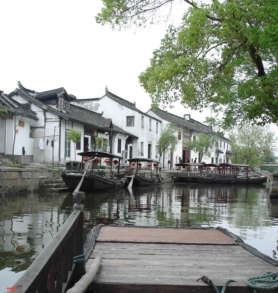 Boats-on-Canal-Ancient-Water Town of Zhujaijaio