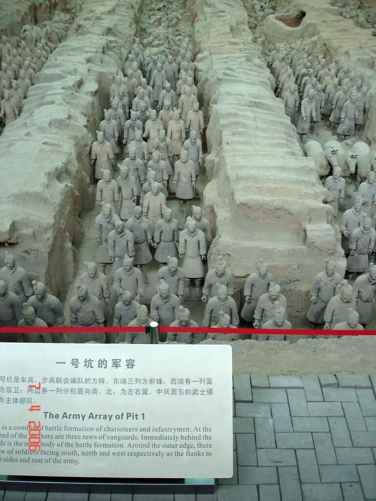 Pit 1. An amazing sight row up row of terracotta soldiers