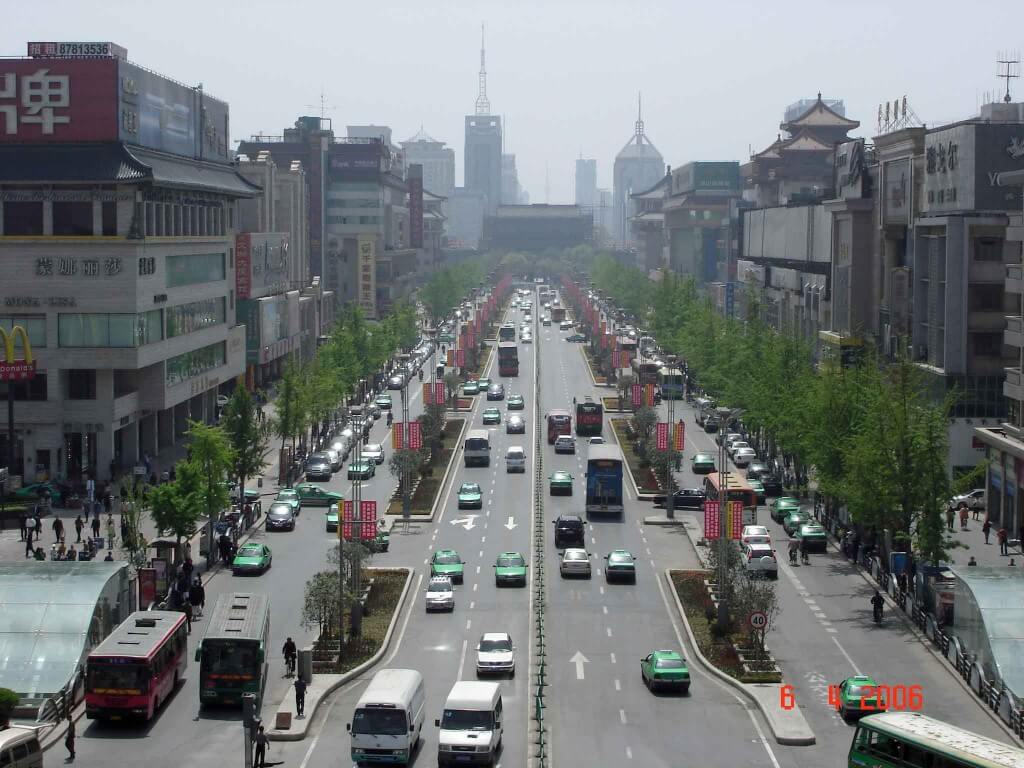 View-of-Main-Street-Xian-City taken from the Bell Tower