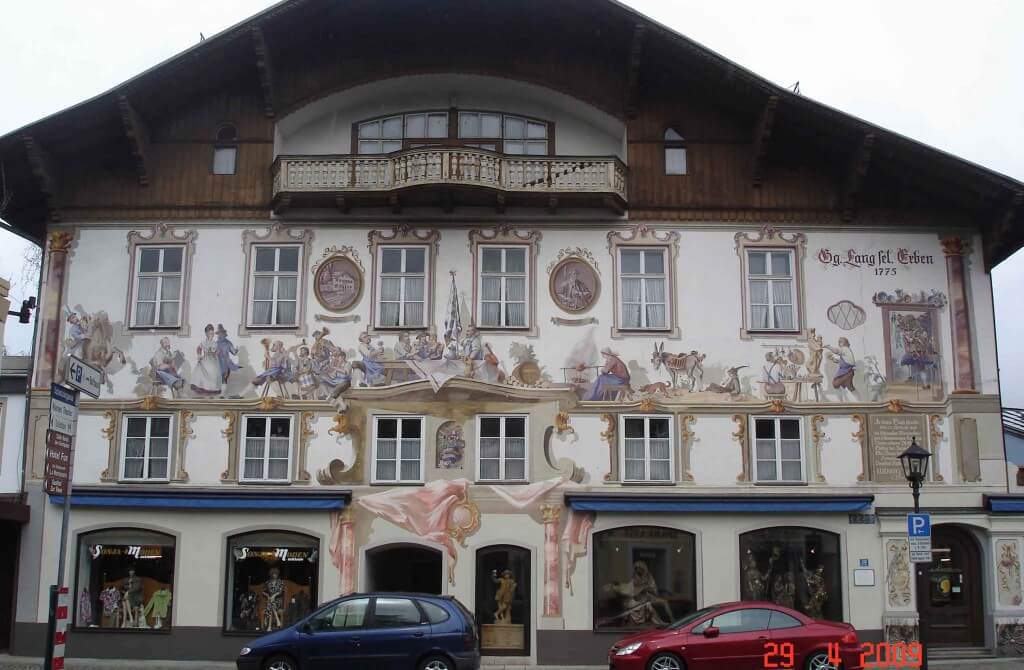 Oberammergau- traditional Bavarian Fairytale frescoes painted on the buildings