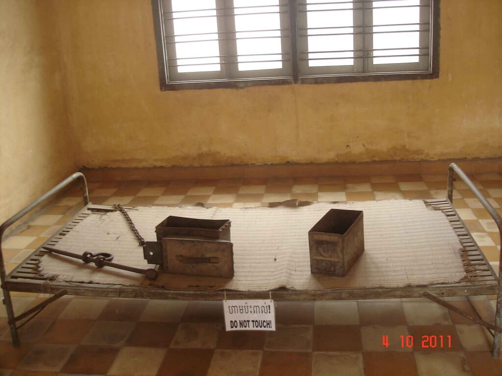 Room used to torture victims Tuol Sleng Genocide Museum Phnom Penh