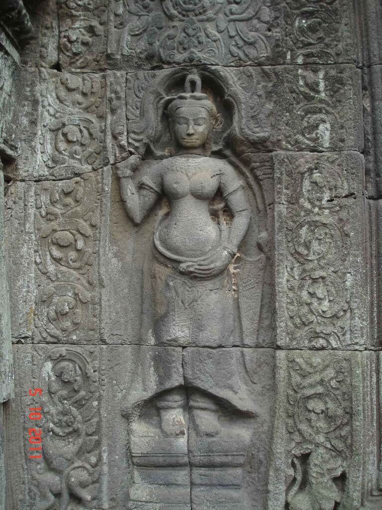 Ta Prohm Temple - detail of devata. Takeo