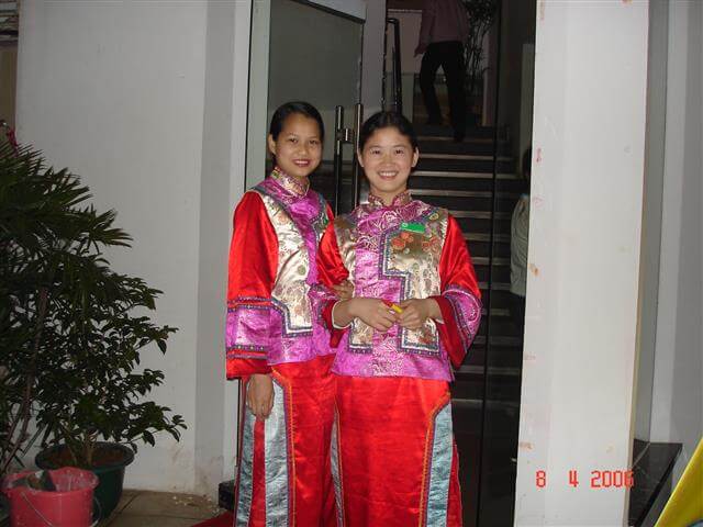 Chinese Restaurant - two charming young waitresses.Guilin
