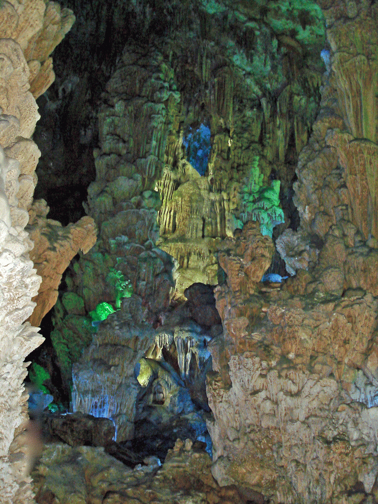 Guilin - Reed Flute Cave-limestone cavern with fantastic stalactite and stalagmite formations.