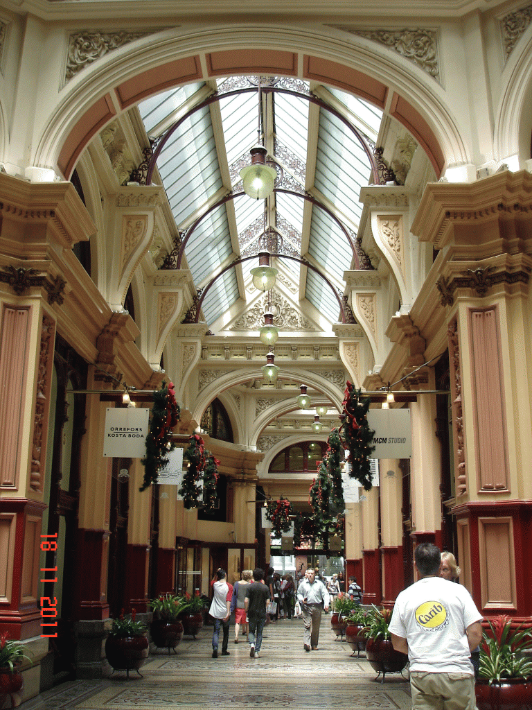 Block Arcade famous for its etched glass roof,wrought iron work,mosaic tiled floors