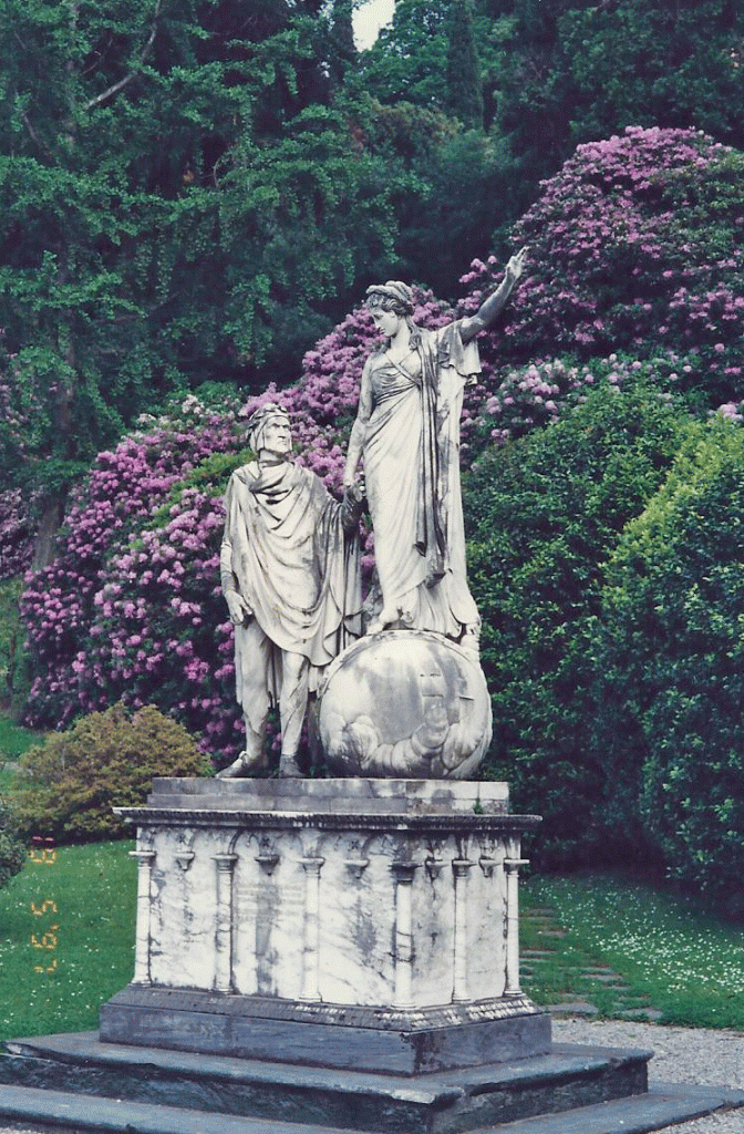 Villa Melzi- Garden monument Dante and Beatrice sculpted by Giovan Battista Comolli