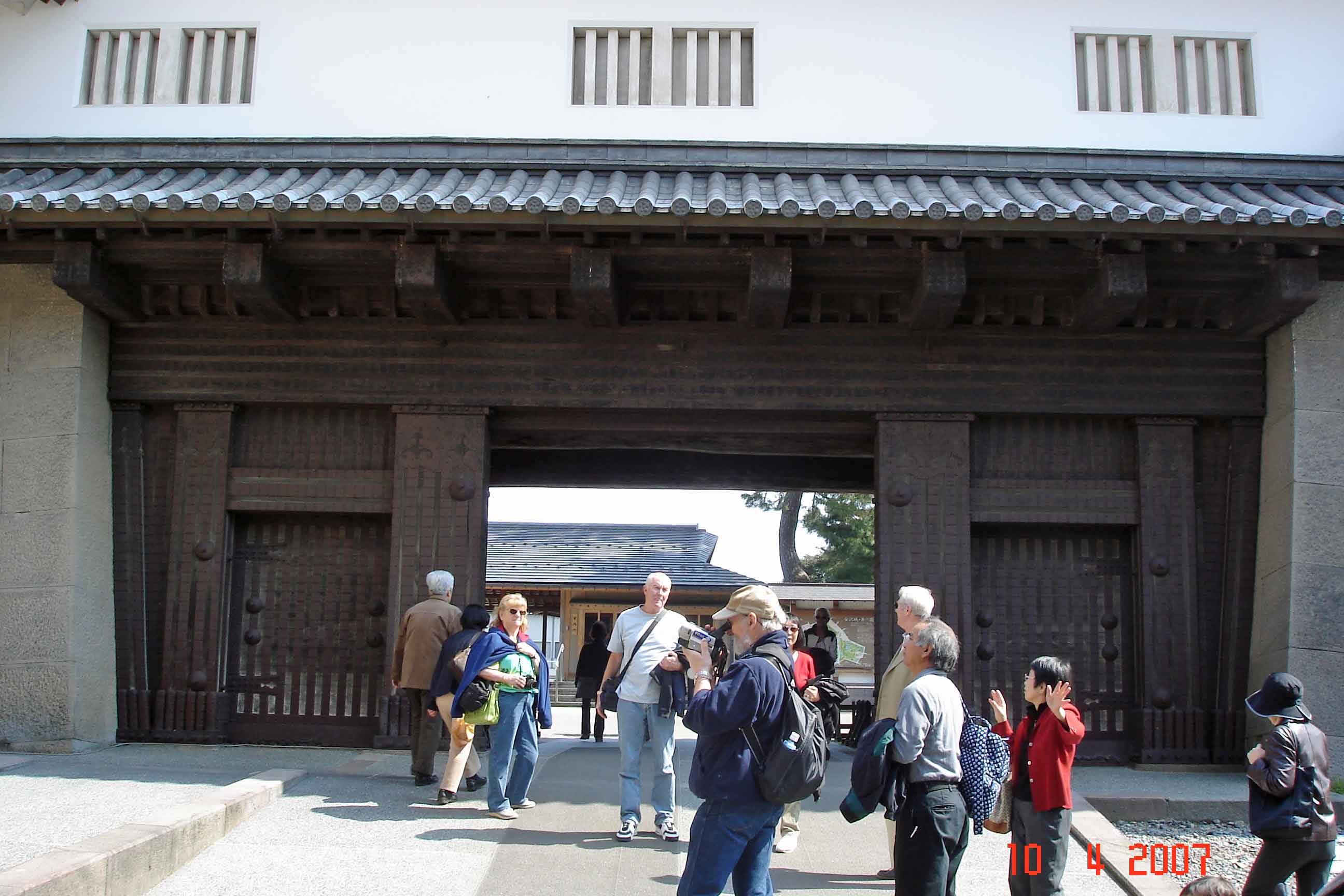  Ishikawamon Gate huge iron gates with inner walls built of stone.