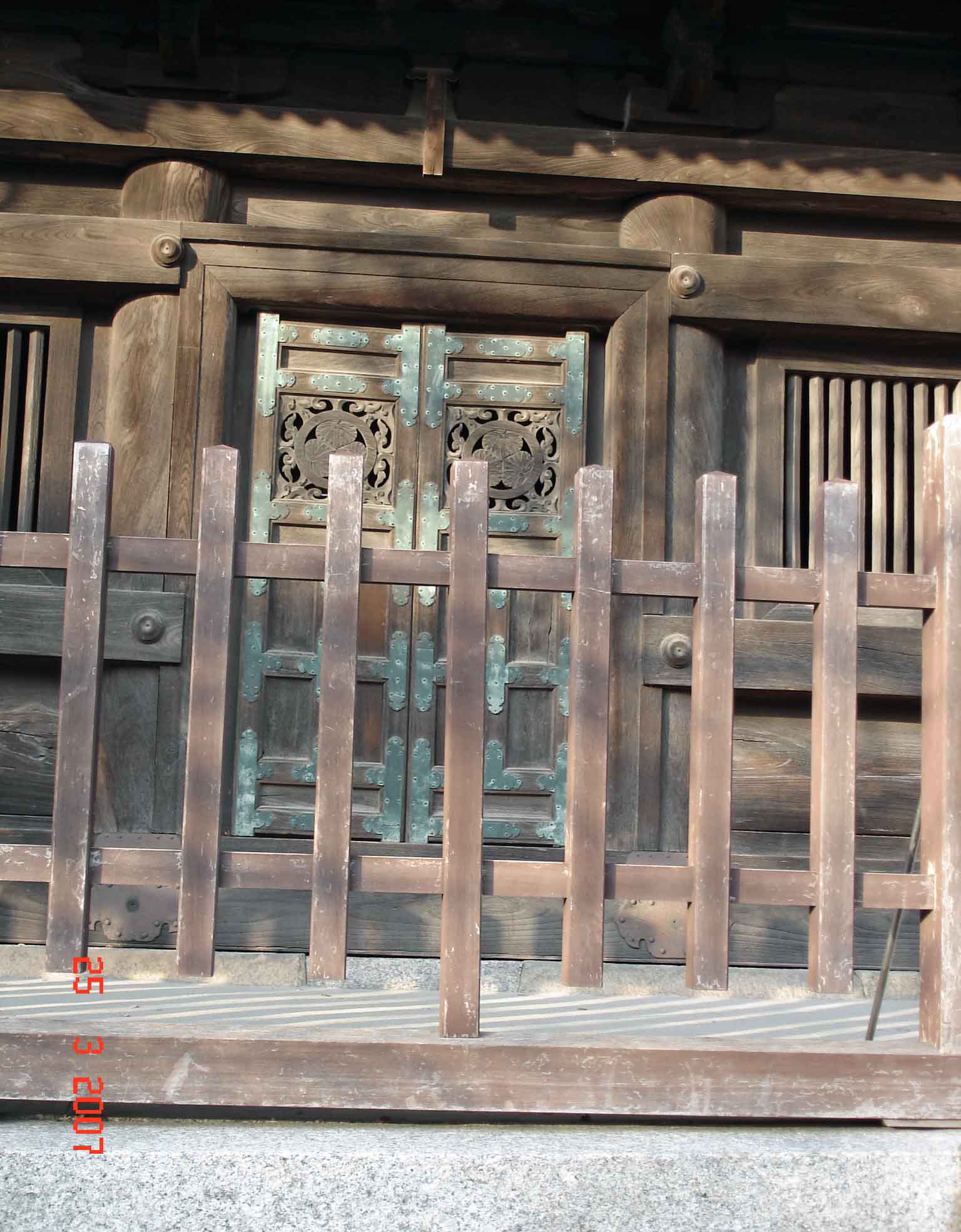 Kosho-ji-Pagoda-carved entrance door- weathered wood of centuries