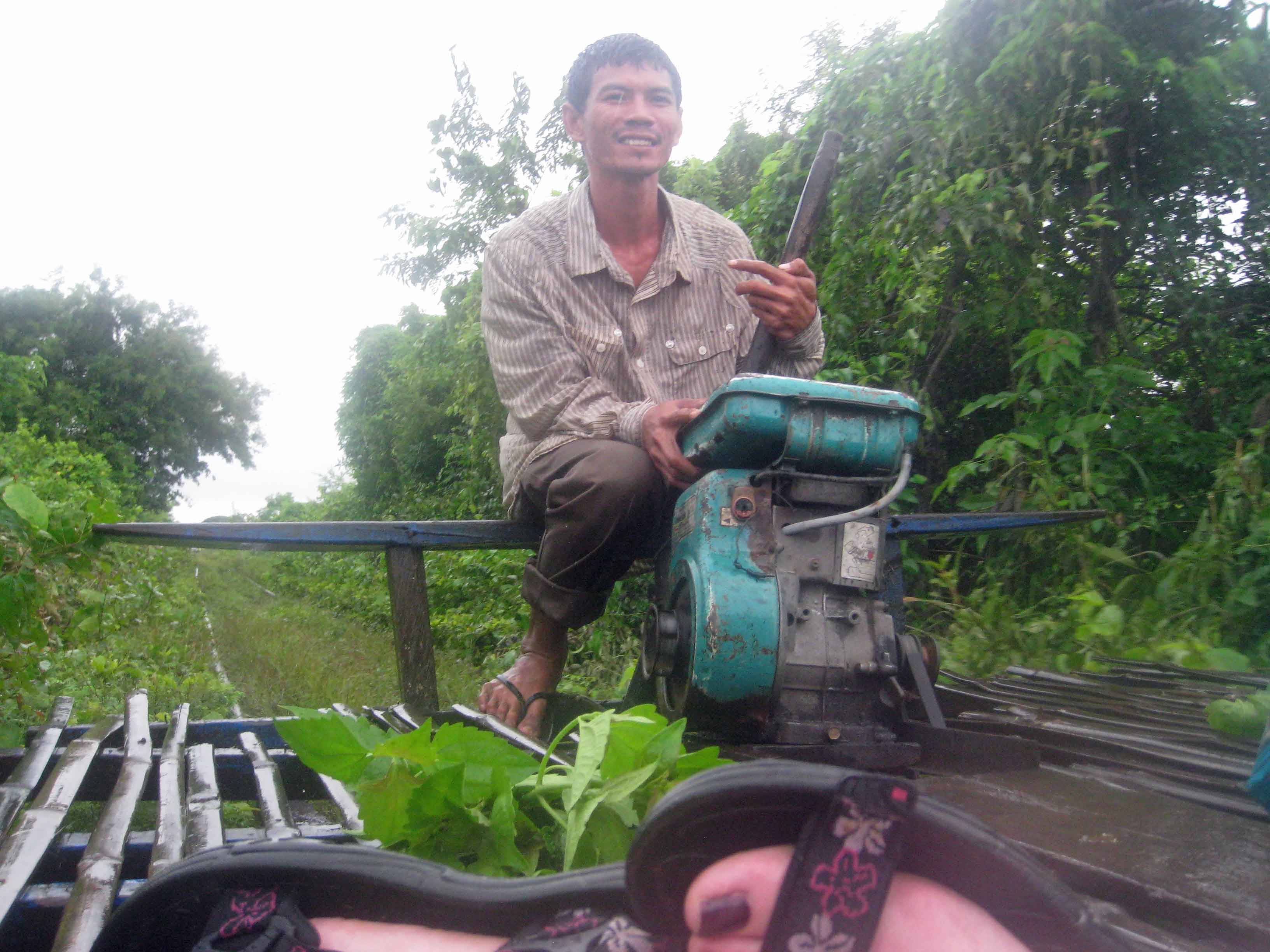 Our friendly Norry driver - Bamboo train outside Battembam