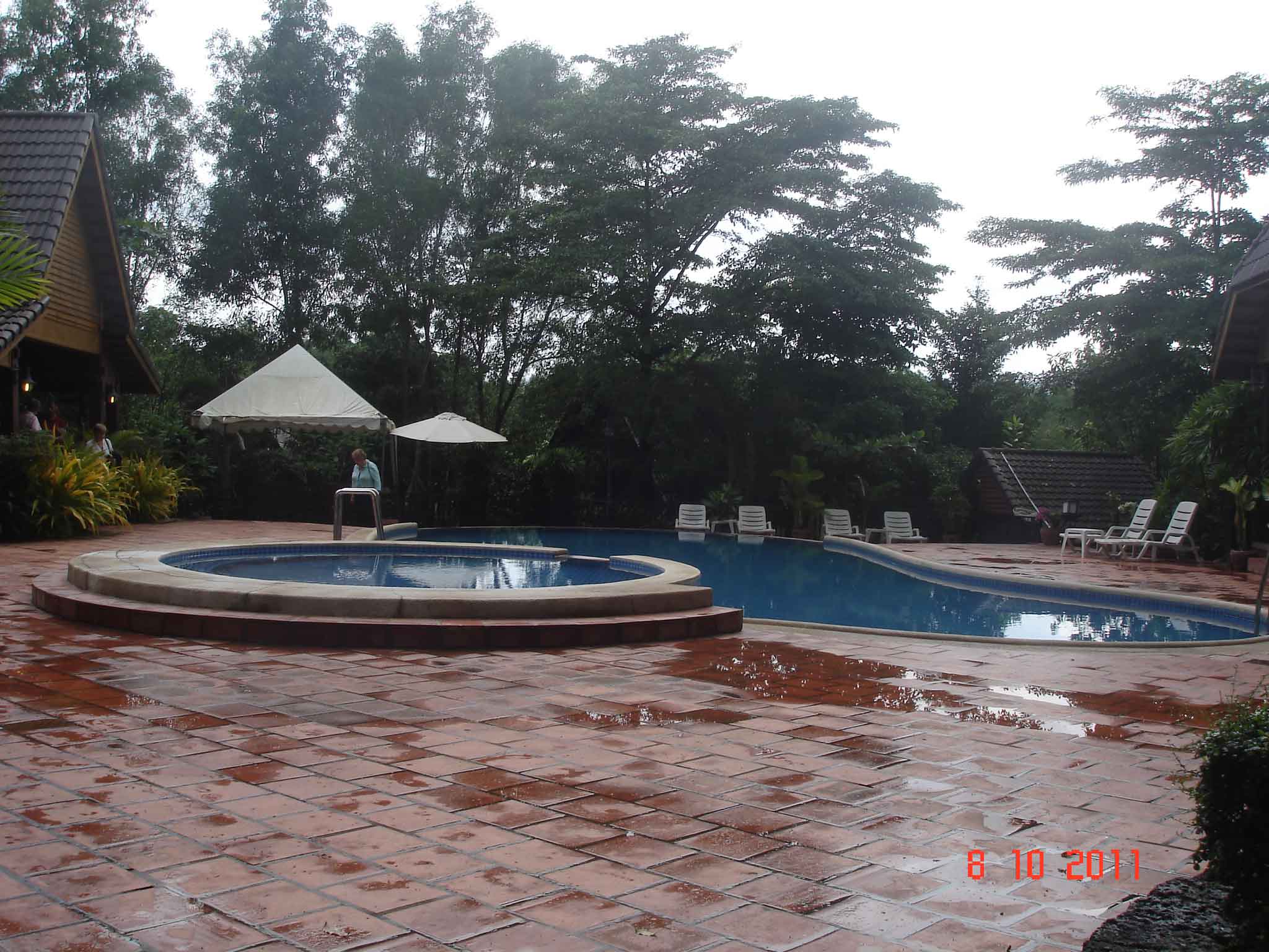 Restaurant overlooks the swimming pools at Kirirom Hillside Resort.