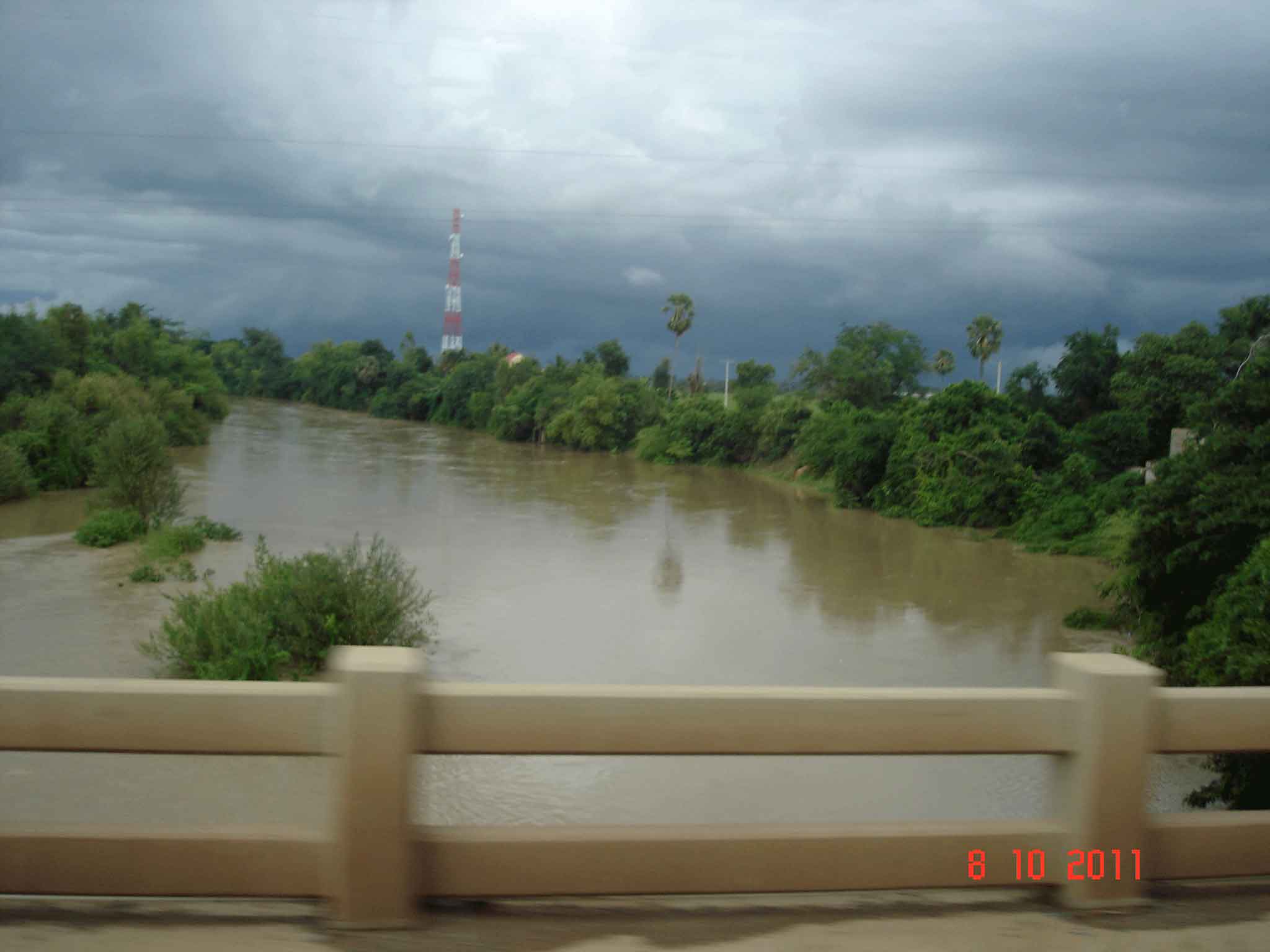 Heavy monsoon rain already fallen,rivers rising rapidly from the rain