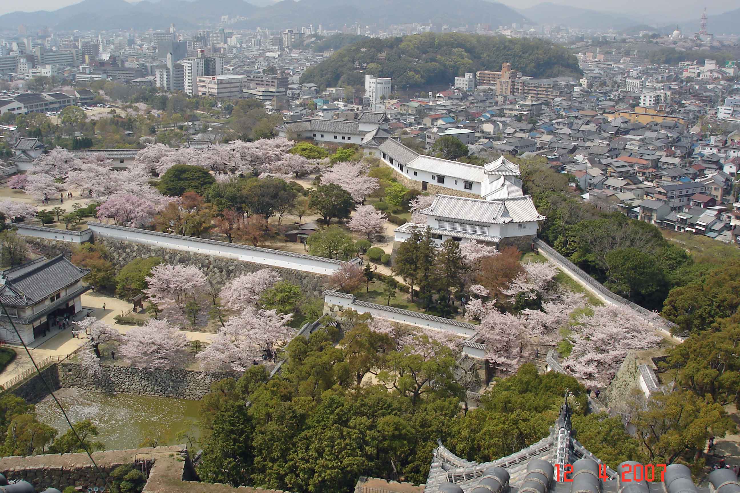 View from Main Tower across West Bailey- Himeji city