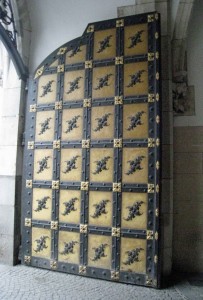 Bavarian New Town Hall-gilded entrance door Munich Romantic Road 