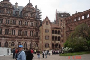 Left Frederick's building; Ruins of glass Hall building, Heidelberg Castle