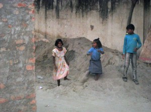 Childen at play construction site-Incredible India