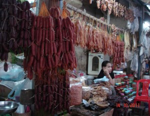Sightseeing - sausages for breakfast - Siem Reap